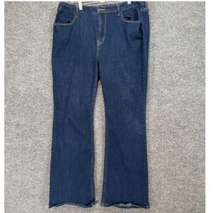 Old Navy Flare Jeans Women 16 Dark Blue High Rise Stretch Denim Trousers Classic